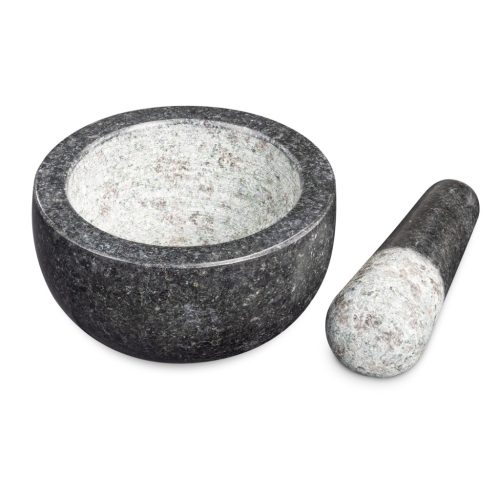 Mojar din granit Navaris, diametru 12 cm, pentru condimente si ierburi, gri, granit