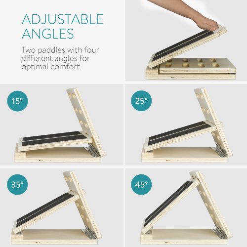 Placa de exercitii reglabila pentru intinderea gambelor Navaris, 4 Nivele, Lemn, 54275.02