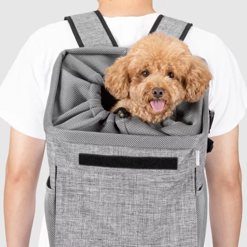 Rucsac de transport animale de companie Navaris pentru bicicleata, Poliester, Gri, 54595.22