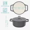 Set 4 Mini Oale din fontă Navaris, 10.5 cm, 290 ml, pentru cuptor si plita, negru/alb, 49079.04.03