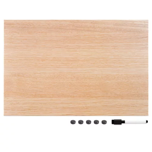 Tabla magnetica Navaris, design lemn, 60x40 cm, marker si 5 magneti, multicolor, lemn/MDF