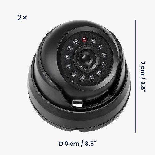 Set 2 Camere de supraveghere false cu lumini LED, Kwmobile, Negru, Plastic, 53927.02.01