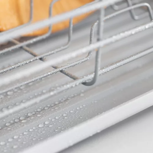 Scurgator de vase Navaris, cu suport de picurare, cu raft pentru farfurii, pahare si tacamuri, gri, 42.5x31.5x14 cm, 52545.03