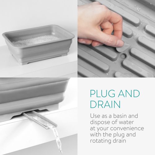 Scurgator vase Navaris, 37x27x12 cm, pliabil, cu separator pentru tacamuri, 52539.03