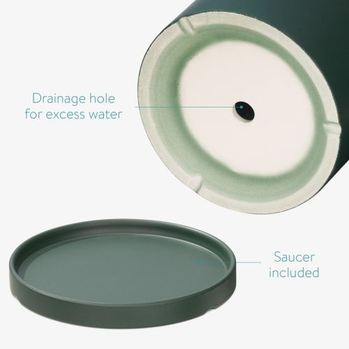 Set 2 ghivece pentru plante Navaris, ceramica, 17 cm si 11 cm, cu farfurii, 56332.3.07