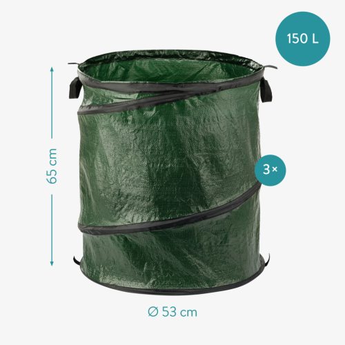 Set 3 Saci de gradina Pop-up Navaris, 53 cm x 65 cm, 150 L, reutilizabili, 56893.07