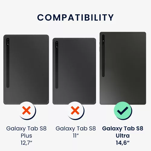 Husa pentru tableta Samsung Galaxy Tab S8 Ultra, Kwmobile, Gri/Negru, Textil, 57139.73