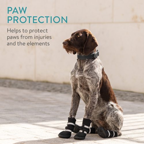 Papuci antiderapanti pentru caini Navaris marimea L, Negru,Textil, 57209.3