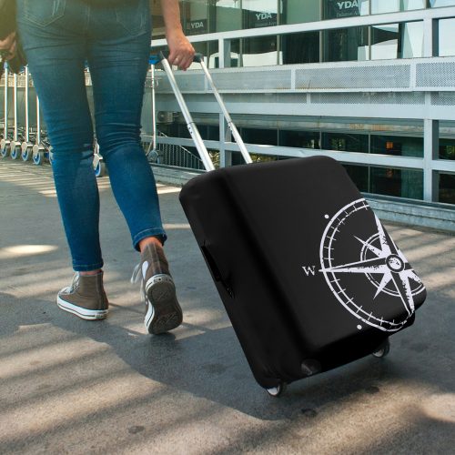 Husa pentru troler marime L, Kwmobile, Negru/Alb, Lycra, 45230.3.03