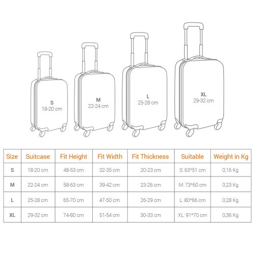 Husa pentru troler marime L, Kwmobile, Negru/Alb, Lycra, 45230.3.03