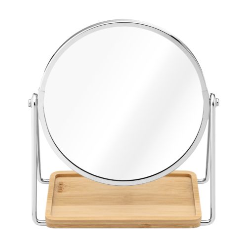 Oglinda cosmetica Navaris, tava pentru bijuterii, 2x marire, 17.5x20.5 cm, argintiu, sticla/metal