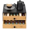Suport capsule cafea din bambus Navaris cu 2 sertare, maro/negru, 58292.01
