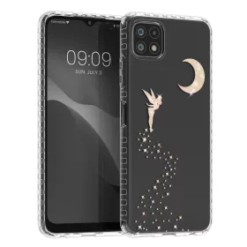   Husa Kwmobile pentru Samsung Galaxy A22 5G, Silicon, Transparent/Auriu, 58363.01
