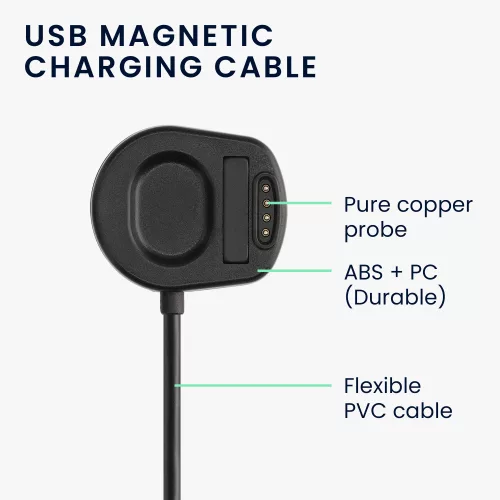 Cablu de incarcare USB pentru Suunto 7, Kwmobile, Negru, Plastic, 58458.01