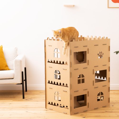 Casa pentru pisici Navaris, Carton, Maro, 58836.01