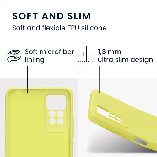 Husa Kwmobile pentru Xiaomi Redmi Note 11 Pro/Redmi Note 11 Pro 5G, Silicon, Galben, 57919.165