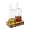 Set recipiente ulei si otet Navaris, 2x220 ml, sticla borosilicata, maro, sticla/lemn