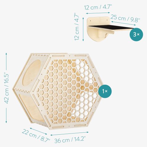 Mobilier de catarat pentru pisici Navaris, Bej, Lemn, 58934.04