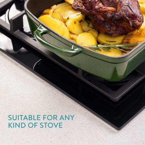 Tava din fonta emailata pentru cuptor Navaris, rezistenta pana la 260°C, verde, 59009.01.80