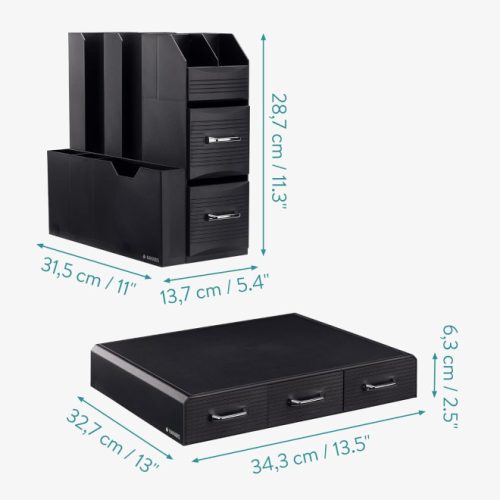 Set suport aparat cafea 3 sertare pentru capsule si organizator 2 sertare pentru consumabile Navaris, negru, 60824.01