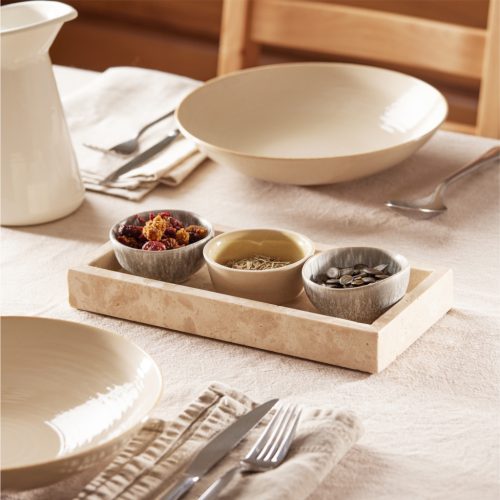 Tava travertin Navaris, 25x12x3 cm, decor/organizare, bej, piatra naturala