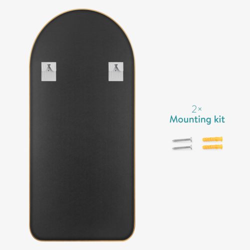 Oglinda de perete Navaris, arcuita full length, rama aluminiu, 110x50 cm, argintiu, aluminiu