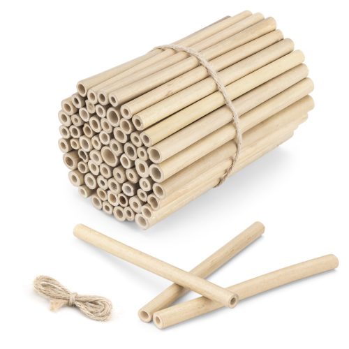 Set 60 Tuburi bambus pentru albine Navaris, 15x12x12 cm, cu sfoara de legat, 61288.01