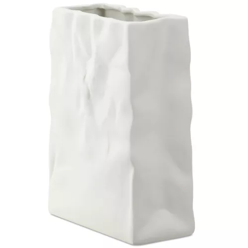 Vaza decorativa Navaris Purse, 14.5x6.5x20 cm, cu maner, bej, ceramica