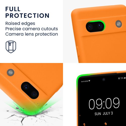 Husa Kwmobile pentru Google Pixel 7a, Portocaliu, Silicon, 61598.15