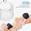 Difuzor Navaris cu cristale de sare roz, aromaterapie, 11.3x8.4x8.4 cm, roz/transparent, sticla
