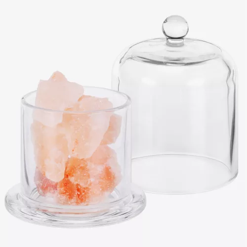 Difuzor Navaris cu cristale de sare roz, aromaterapie, 11.3x8.4x8.4 cm, roz/transparent, sticla