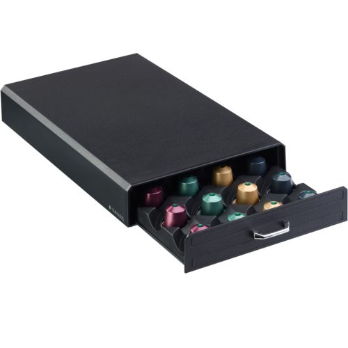 Suport capsule Vertuo Navaris, sertar 43x23.6x5.8 cm, acces rapid, negru, plastic