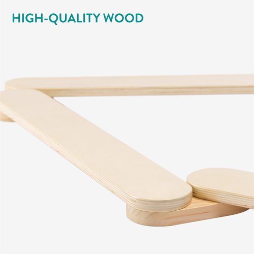 Bara de echilibru din lemn Navaris, 75x19.5x10.5 cm, joaca activa si coordonare, natur, maro, lemn