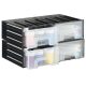 Cutie organizare Navaris cu 4 sertare interconectabile, 5.9x5.1x2.9 cm, montaj perete, gri, plastic