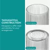 Vaza decorativa ribbed Navaris, forma rotunda, 35x14x14 cm, sticla groasa, pentru flori, gri, sticla