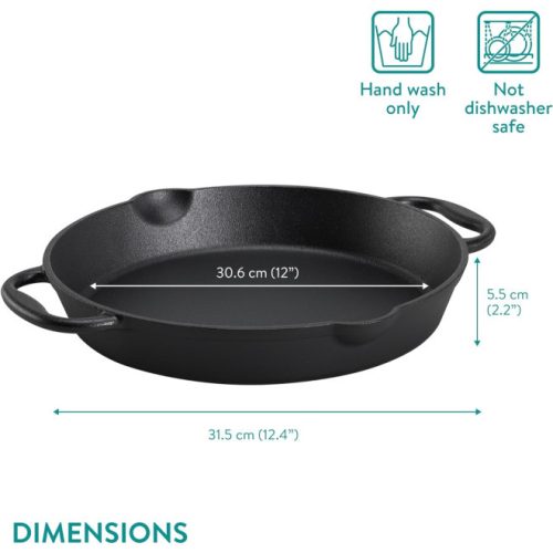 Tigaie din fonta Navaris pentru aragaz / cuptor / gratar - 30.6 cm - negru, NAV0000100Q004C