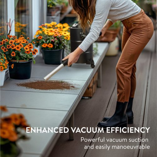 Aspirator pentru cenusa Navaris, cu roti, 20 L, 1000 W, filtru HEPA, 27x27x49 cm, negru, otel