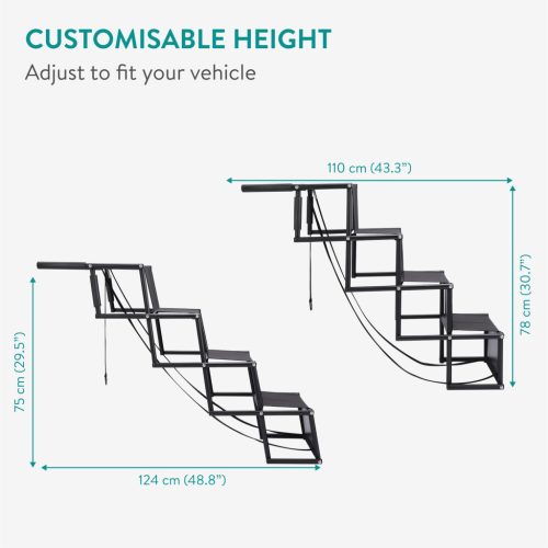 Scari pliabile auto pentru caini Navaris, 4 trepte, 107x76x47 cm, cu geanta, NAV0000272B001C