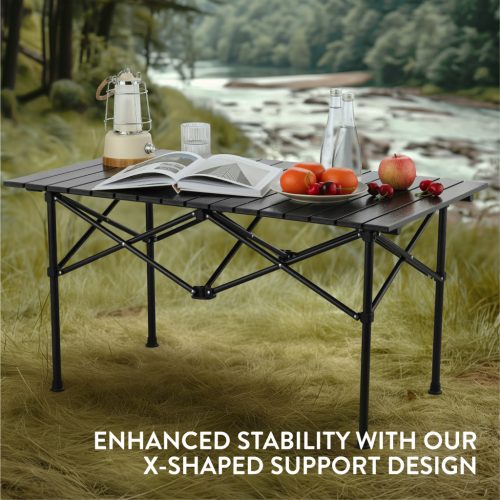 Masa pliabila Navaris din aluminiu, 95x55 cm, versatila, negru, NAV0000272F001C