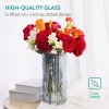 Vaza ribbed Navaris, 11.5x25 cm, cilindrica, pentru flori si decor, gri, sticla