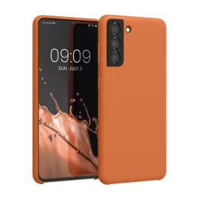   Husa Kwmobile pentru Samsung Galaxy S21, Portocaliu, Silicon, KWM000012BT071C