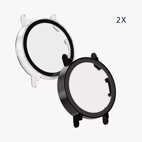 Set 2 Huse Kwmobile cu sticla securizata pentru Huawei Watch GT 4 (41mm), Transparent/Negru, Plastic, KWM0000254P002C