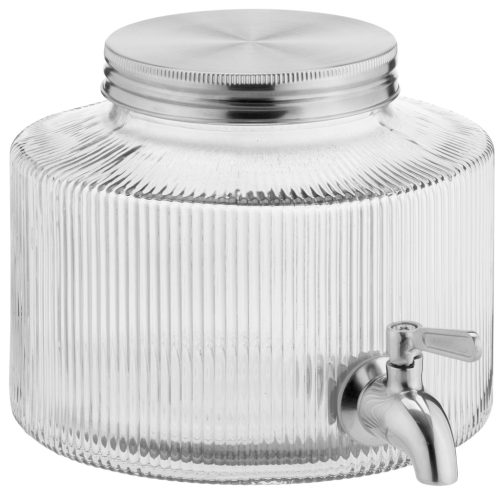 Dozator de bauturi Navaris, 2.7L, sticla, inox, cu robinet, pentru petreceri, NAV000011FD003C