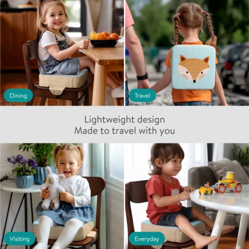 Perna inaltatoare copii Navaris, 32x32x10 cm, imprimeu vulpe, bej, bumbac/spuma