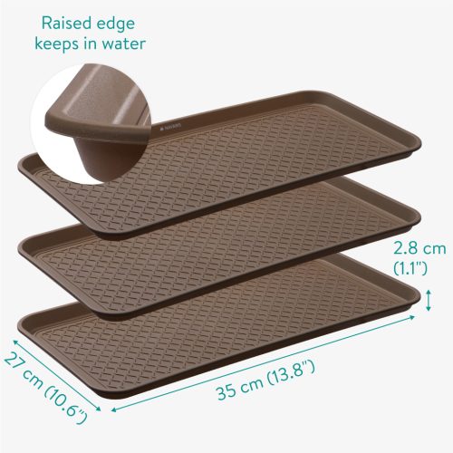 Set 3 tavite incaltaminte Navaris, 76x38.3x2.9 cm, impermeabile, PP, maro, polipropilena