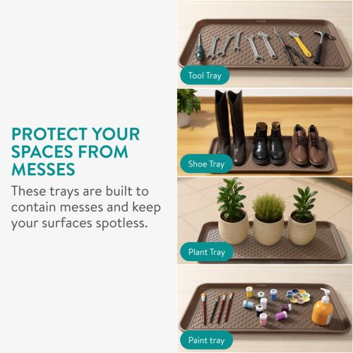 Set 3 tavite incaltaminte Navaris, 76x38.3x2.9 cm, impermeabile, PP, maro, polipropilena