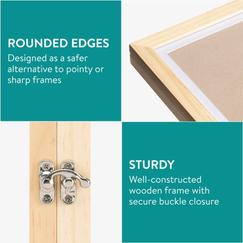Set 2 rame foto Navaris, deschidere frontala, format A4, schimbare rapida, lemn de pin, maro, lemn