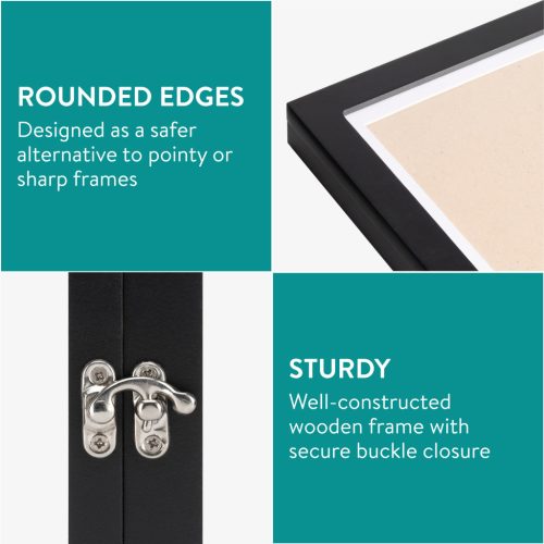 Set 2 rame foto Navaris, deschidere frontala, format A4, schimbare rapida, negru, plastic