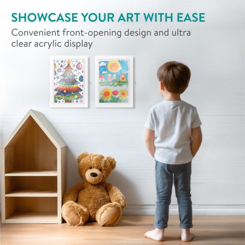 Set 2 rame foto Navaris, deschidere frontala, format A4, schimbare rapida, alb, plastic