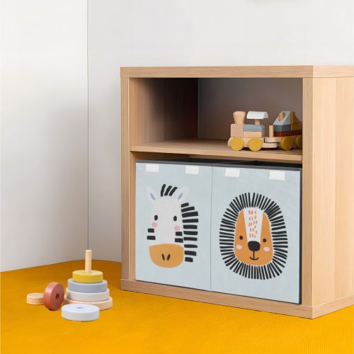 Cutie depozitare jucarii Navaris, mare cu capac si separator, 62x33x40 cm, verde, textil/plastic